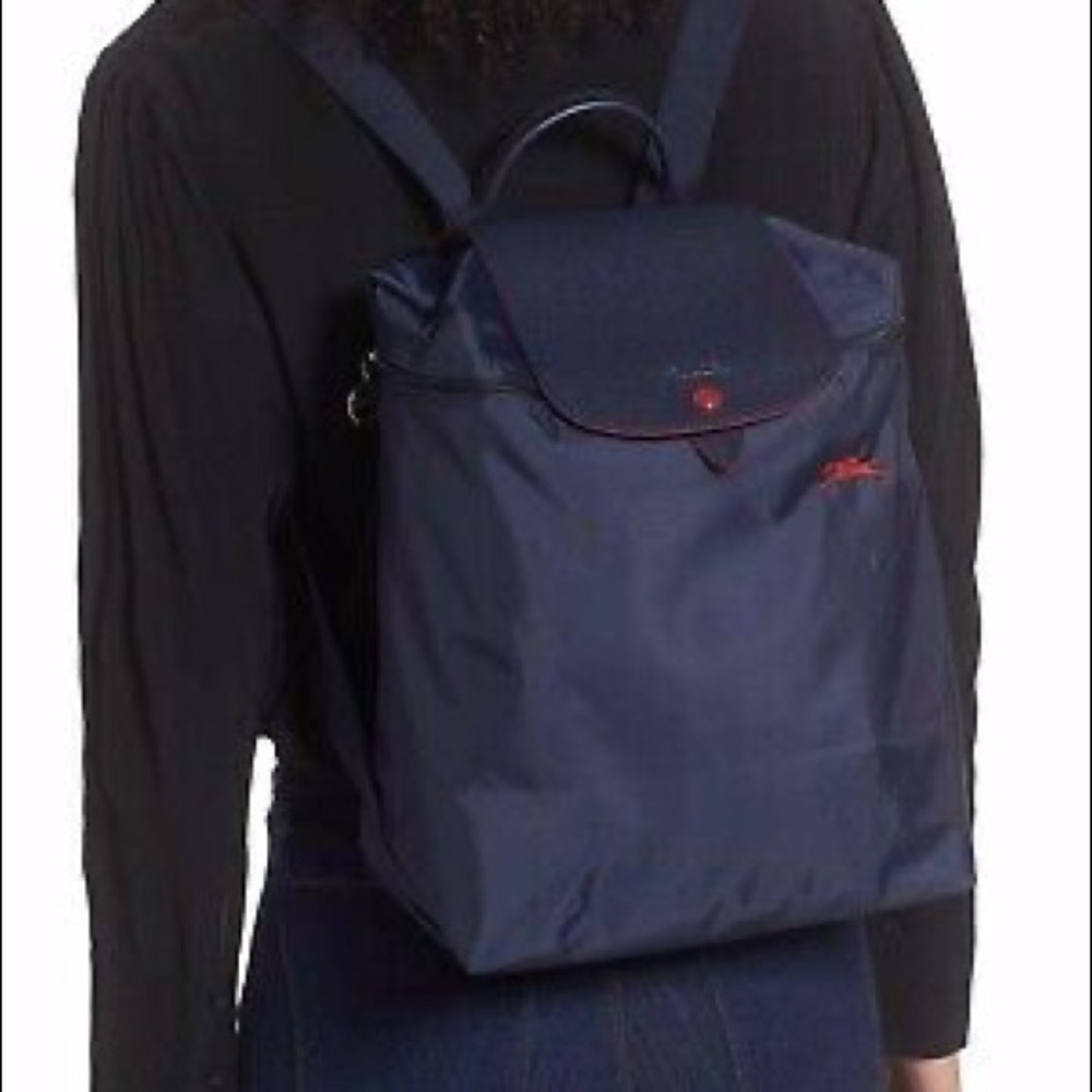 NWT LONGCHAMP Le Pliage Large Backpack Navy Blue